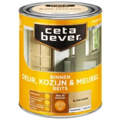 Cetabever Binnenbeits Deur, Kozijn & Meubel Transparant Zijdeglans, Blank Eiken - 750 Ml