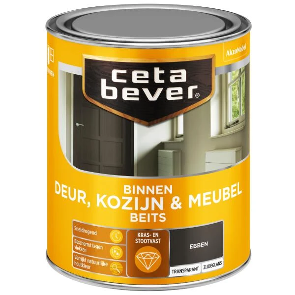 Cetabever Binnenbeits Deur, Kozijn & Meubel Transparant Zijdeglans, Ebben - 750 Ml