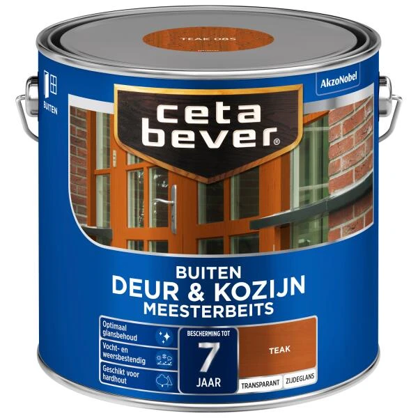 Cetabever Meesterbeits Deur & Kozijn Transparant Zijdeglans, Teak - 2,5 L