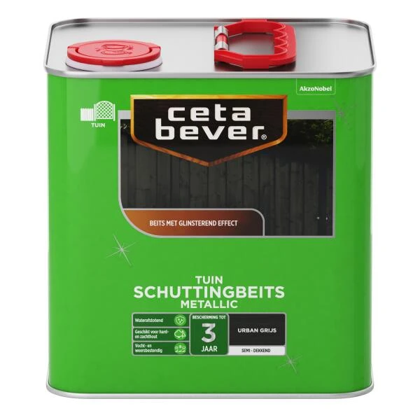 Cetabever Schuttingbeits Metallic Semi - Dekkend, Urban Grijs - 2,5 L