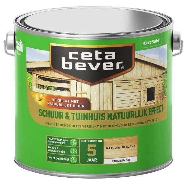 Cetabever Schuur & Tuinhuis Natuurlijk Effect, Blank - 2,5 L