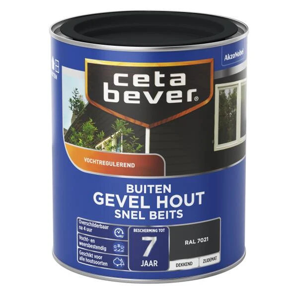 Cetabever Snelbeits Gevel Hout Dekkend, Ral 7021 - 750 Ml