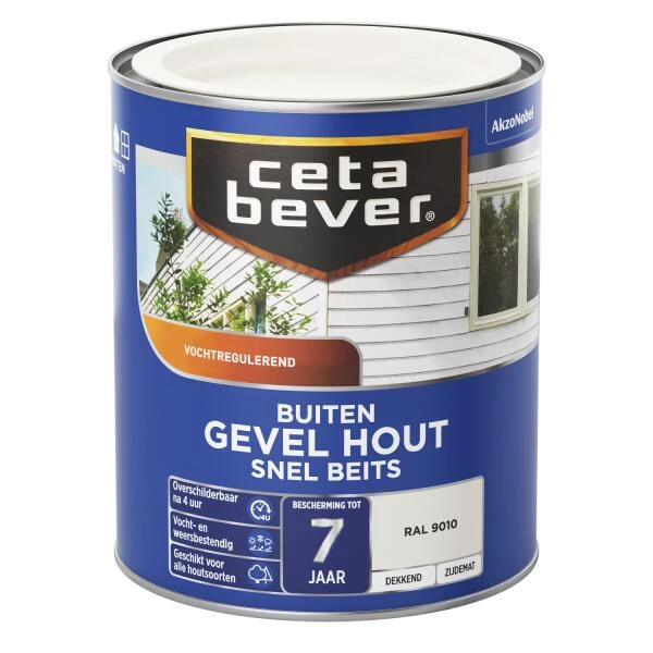 Cetabever Snelbeits Gevel Hout Dekkend, Ral 9010 - 750 Ml