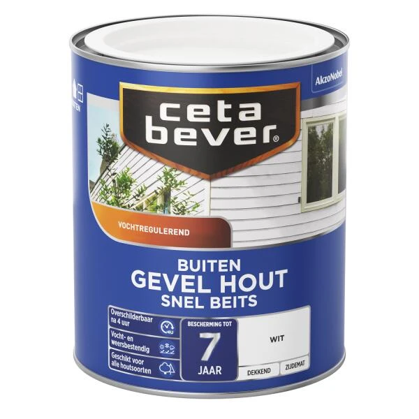 Cetabever Snelbeits Gevel Hout Dekkend, Wit - 750 Ml