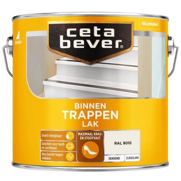 Cetabever Trappenlak Dekkend, Ral 9010 - 2,5 L