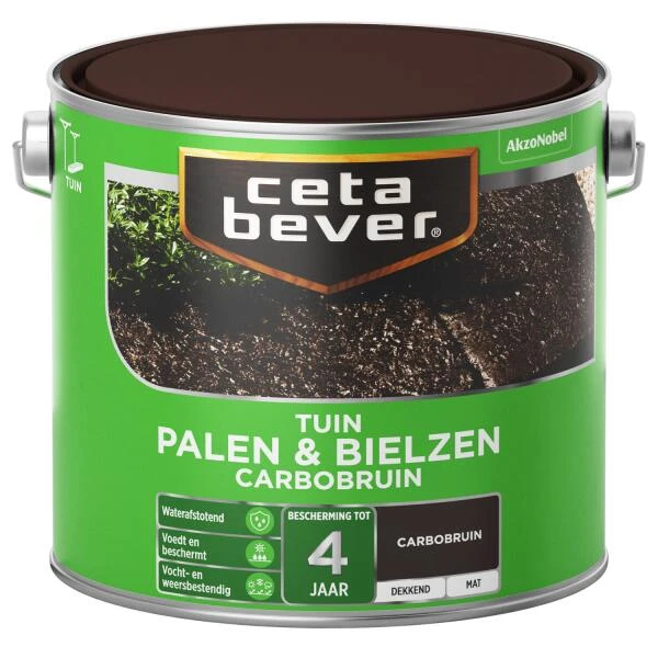 Cetabever Tuinbeits Palen & Bielzen Carbobruin, Carbobruin - 2,5 L