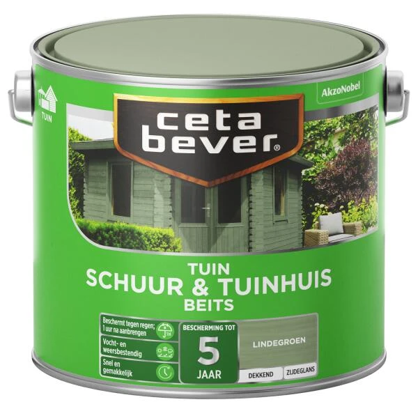 Cetabever Tuinbeits Schuur & Tuinhuis Dekkend, Lindegroen - 2,5 L