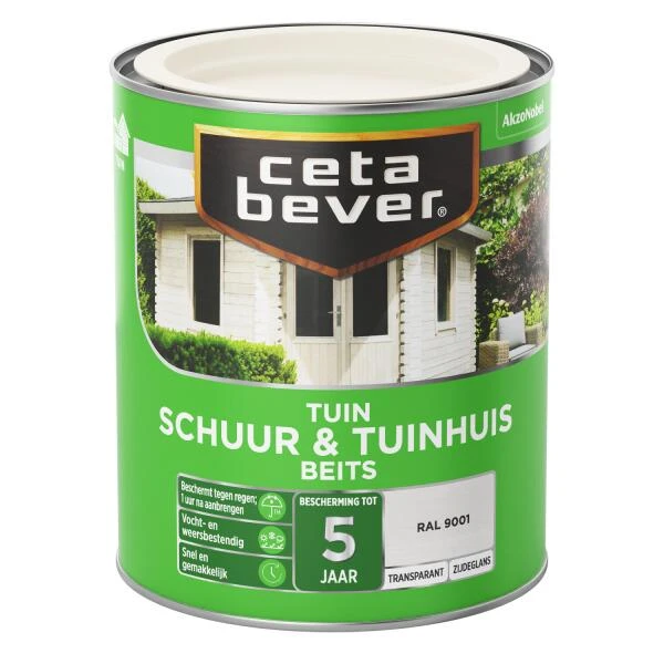 Cetabever Tuinbeits Schuur & Tuinhuis Dekkend, Ral 9001 - 750 Ml