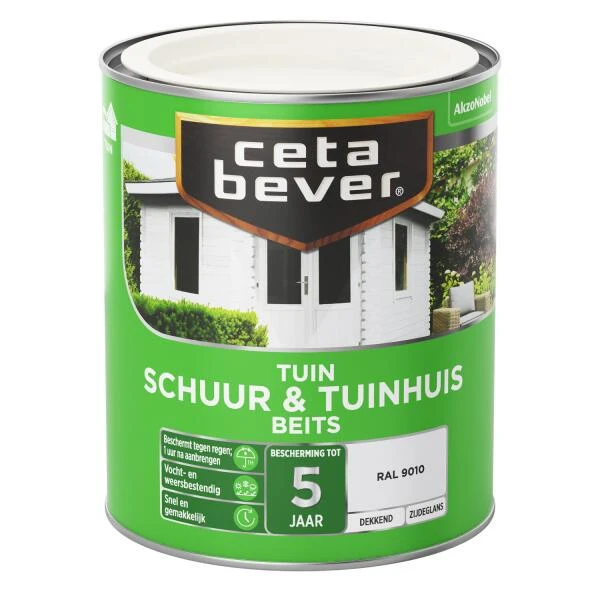 Cetabever Tuinbeits Schuur & Tuinhuis Dekkend, Ral 9010 - 750 Ml