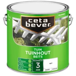 Cetabever Tuinbeits Tuinhout Dekkend, Wit - 2,5 L