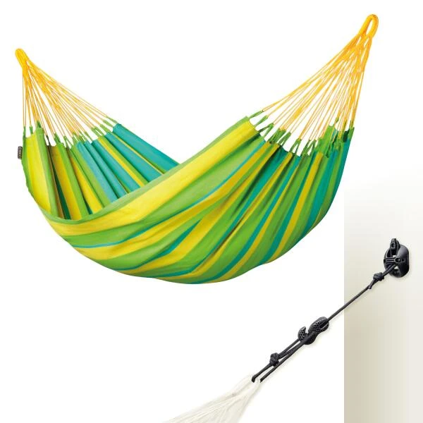 LA SIESTA Eénpersoonshangmat Sonrisa Outdoor - Limoengroen - Afbeelding 3