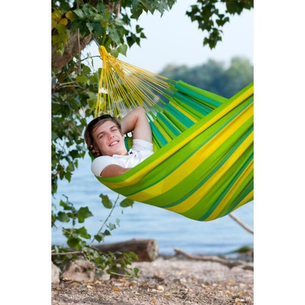 LA SIESTA Eénpersoonshangmat Sonrisa Outdoor - Limoengroen - Afbeelding 2