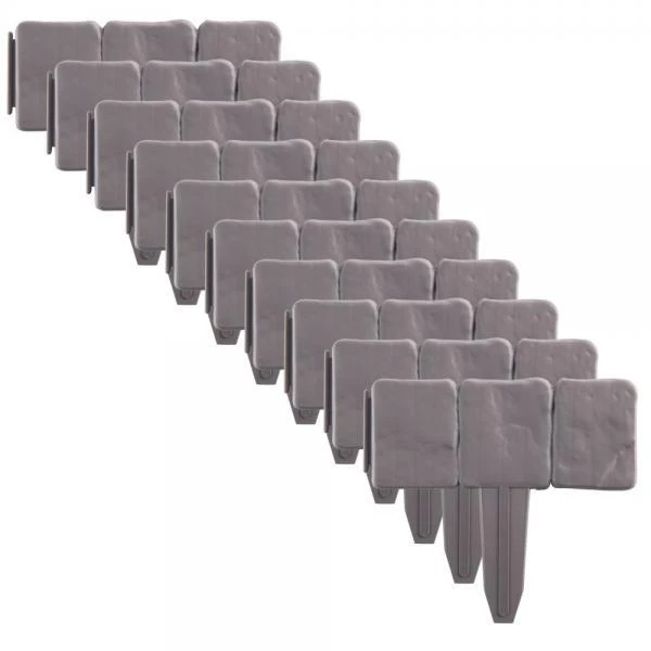 Tuinafboording Kunststof Steenlook Grijs - 240 Cm - Afbeelding 3